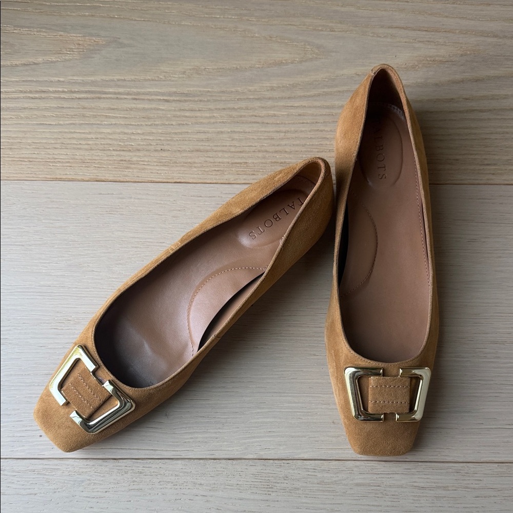 TALBOTS SUTTON SUEDE BUCKLE FLATS size 9